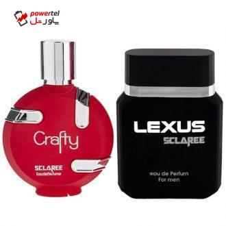 ادوپرفیوم زنانه اسکلاره مدل Crafty حجم 100 میلی لیتر به همراه ادوپرفیوم مردانه اسکلاره مدل Lexus حجم 100 میلی لیتر ادوپرفیوم زنانه اسکلاره مدل Crafty حجم 100 میلی لیتر به همراه ادوپرفیوم مردانه اسکلاره مدل Lexus حجم 100 میلی لیتر