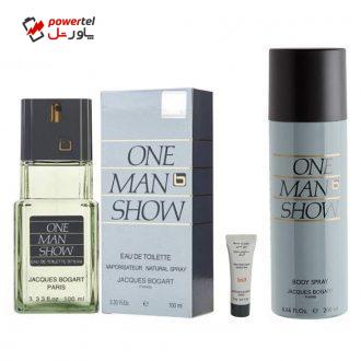 ادو تویلت مردانه ژاک بوگارت مدل One Man Show حجم 100 میلی لیتر به همراه اسپری حجم 200 میلی لیتر و افتر شیو حجم 3 میلی لیتر