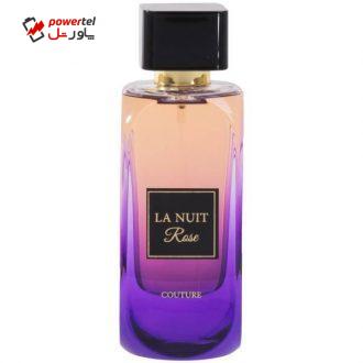 ادو پرفیوم زنانه فراگرنس ورد مدل Lanuit Rose Couture حجم 100 میلی لیتر ادو پرفیوم زنانه فراگرنس ورد مدل Lanuit Rose Couture حجم 100 میلی لیتر