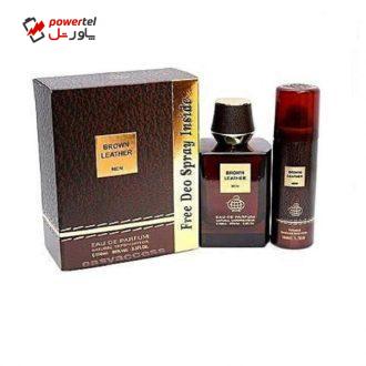 ادو پرفیوم مردانه فراگرنس ورد مدل Brown Leather حجم 100 میلی لیتر به همراه اسپری فراگرنس حجم 50 میلی لیتر