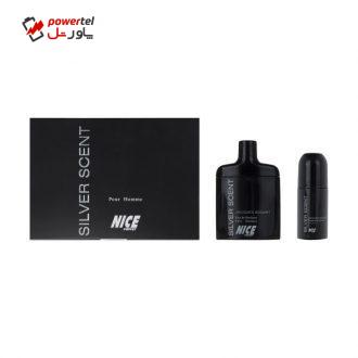 ادو پرفیوم مردانه نایس پاپت مدل Silver Scent حجم 82 میلی لیتر به همراه رول ضد تعریق حجم 60 میلیلیتر ادو پرفیوم مردانه نایس پاپت مدل Silver Scent حجم 82 میلی لیتر به همراه رول ضد تعریق حجم 60 میلیلیتر