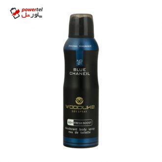 اسپری خوش بو کننده بدن وودلایک مدل Blue Chaneil حجم 200 میلی لیتر اسپری خوش بو کننده بدن وودلایک مدل Blue Chaneil حجم 200 میلی لیتر