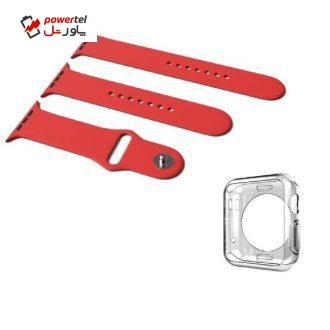 بند سیلیکونی سه تکه مدل Sport Band به همراه یک عدد کاورTPU مناسب برای اپل واچ 42 میلی متری بند سیلیکونی سه تکه مدل Sport Band به همراه یک عدد کاورTPU مناسب برای اپل واچ 42 میلی متری