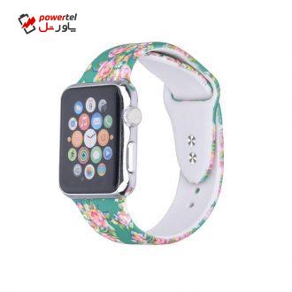 بند سیلیکونی مدل green floral مناسب برای اپل واچ 42 میلی متری