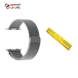 بند فلزی مدل Milanese مناسب برای اپل واچ 38 میلی متری به همراه کابل لایتنینگ ایکس او مدل S3