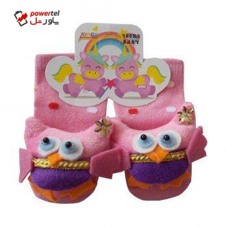 جوراب نوزادی ایاق طرح جغد کد 30792 رنگ صورتی جوراب نوزادی ایاق طرح جغد کد 30792 رنگ صورتی
