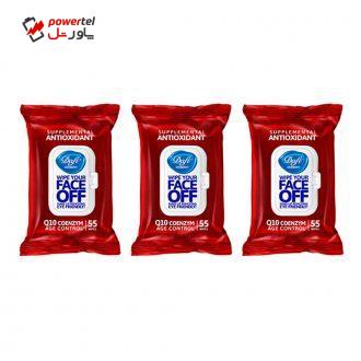 دستمال مرطوب دافی مدل ANTIOXIDANT مجموعه ۳ عددی