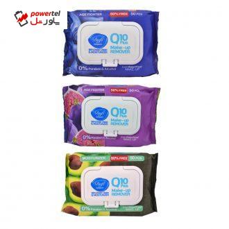 دستمال مرطوب پاک کننده آرایش دافی مدل Q10 fruit  بسته 50 عددی مجموعه 3 عددی