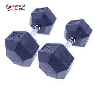 دمبل بدنسازی شش ضلعی هنگدا مدل Rubber1706 وزن 25 کیلوگرم بسته 2 عددی دمبل بدنسازی شش ضلعی هنگدا مدل Rubber1706 وزن 25 کیلوگرم بسته 2 عددی