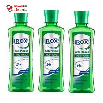 دهان شویه ایروکس مدل Anti-Plaque حجم 250 میلی لیتر مجموعه 3 عددی
