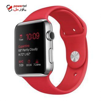 ساعت مچی هوشمند اپل واچ مدل 42mm Stainless Steel Case with (PRODUCT)RED Sport Band