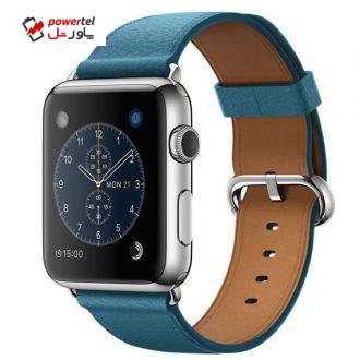 ساعت مچی هوشمند اپل واچ مدل 42mm Steel Case With Marine Blue Leather Band ساعت مچی هوشمند اپل واچ مدل 42mm Steel Case With Marine Blue Leather Band