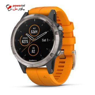 ساعت مچی هوشمند گارمین مدل fenix 5 plus with solar orange band ساعت مچی هوشمند گارمین مدل fenix 5 plus with solar orange band