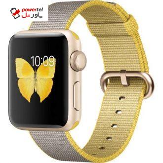 ساعت هوشمند اپل واچ سری 2 مدل 38mm Gold Aluminum with Yellow Gray Nylon Band