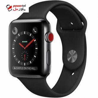 ساعت هوشمند اپل واچ سری 3 سلولار مدل 42mm Space Black Stainless Steel Case with Black Sport Band ساعت هوشمند اپل واچ سری 3 سلولار مدل 42mm Space Black Stainless Steel Case with Black Sport Band