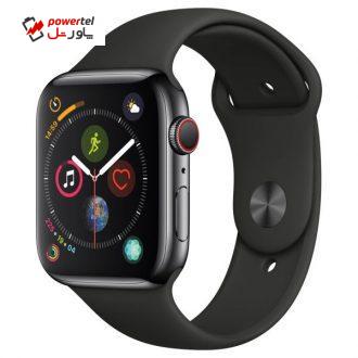 ساعت هوشمند اپل واچ سری 4 مدل  44mm Space Black Stainless alumiuim Case with Black Sport Band