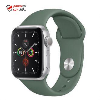 ساعت هوشمند اپل واچ سری 5 مدل 40mm Silver Aluminum Case With green Sport Band ساعت هوشمند اپل واچ سری 5 مدل 40mm Silver Aluminum Case With green Sport Band