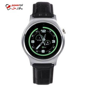 ساعت هوشمند تی تی وای جی موو مدل GW01 silver with black leather strap ساعت هوشمند تی تی وای جی موو مدل GW01 silver with black leather strap