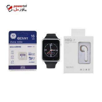 ساعت هوشمند جی-تب مدل W101 Hero به همراه هندزفری اچ بی کیو مدل i7 و کارت حافظه 16 گیگابایتی