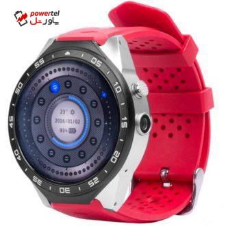 ساعت هوشمند داتیس مدل KW88 Silver Case With Red Band ساعت هوشمند داتیس مدل KW88 Silver Case With Red Band