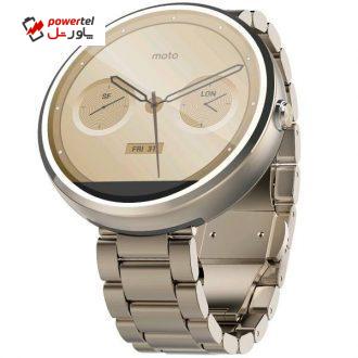 ساعت هوشمند زنانه موتورولا مدل Moto 360 46mm (1st gen) with 18mm Champagne Gold Metal Band
