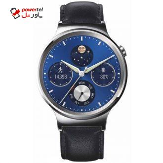 ساعت هوشمند هواوی واچ مدل Silver Steel Case With Black Leather Band