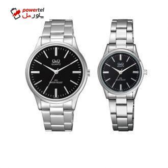 ست ساعت مچی عقربه ای زنانه و مردانه کیو اند کیو کد c214j202y.