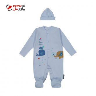 ست سرهمی و کلاه نوزادی آدمک مدل 2171141-50