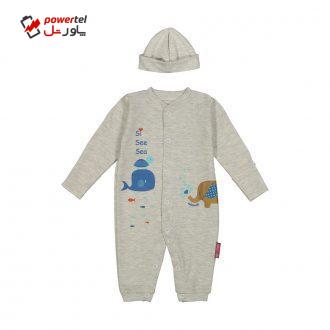 ست سرهمی و کلاه نوزادی آدمک مدل 2171142-93