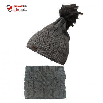 ست کلاه و شال گردن بافتنی بچگانه سام کد 151-1P رنگ خاکستری