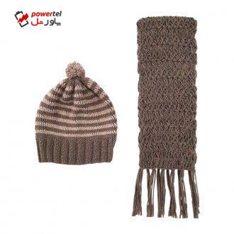 ست کلاه و شال گردن بافتنی دخترانه کد SHS1-BC1