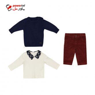 ست 3 تکه لباس نوزادی مونا رزا مدل 2141152-59
