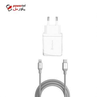 شارژر دیواری آدام المنتس مدل OMNIA F1 به همراه کابل تبدیل لایتنینگ