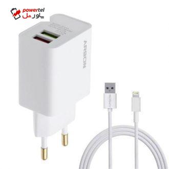 شارژر دیواری آرسون مدل AN-27 به همراه کابل تبدیل لایتنینگ شارژر دیواری آرسون مدل AN-27 به همراه کابل تبدیل لایتنینگ