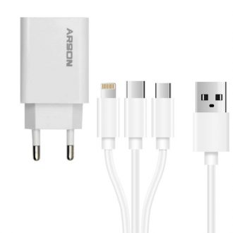 شارژر دیواری آرسون مدل AN-37 به همراه کابل تبدیل Micro USB / لایتنینگ/ USB-C شارژر دیواری آرسون مدل AN-37 به همراه کابل تبدیل Micro USB / لایتنینگ/ USB-C