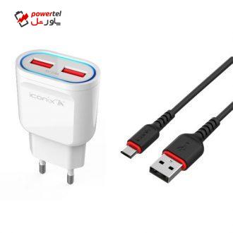 شارژر دیواری آیکونیکس مدل IC-HC1022-V8 به همراه کابل تبدیل microUSB شارژر دیواری آیکونیکس مدل IC-HC1022-V8 به همراه کابل تبدیل microUSB