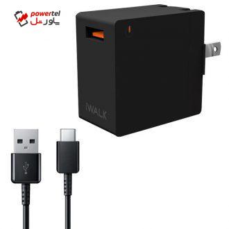 شارژر دیواری آی واک مدل LEOPARD به همراه کابل تبدیل USB-C