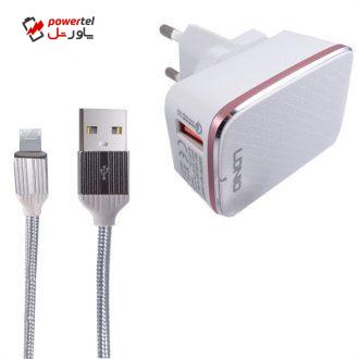 شارژر دیواری الدینیو مدل A1204Q به همراه کابل تبدیل microUSB