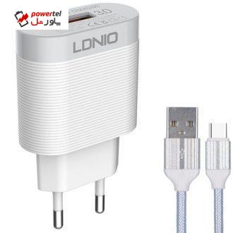 شارژر دیواری الدینیو مدل A303Q به همراه کابل تبدیل USB-C شارژر دیواری الدینیو مدل A303Q به همراه کابل تبدیل USB-C