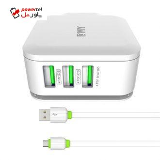 شارژر دیواری امی مدل MY-225 به همراه کابل تبدیل microUSB شارژر دیواری امی مدل MY-225 به همراه کابل تبدیل microUSB