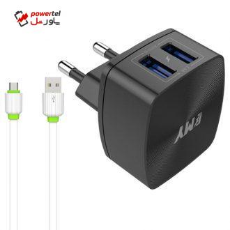 شارژر دیواری امی مدل  MY-227 به همراه کابل تبدیل microUSB
