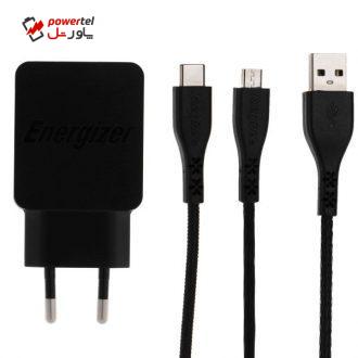 شارژر دیواری انرجایزر مدل AC2BEULCMM به همراه کابل Micro-USB و USB-C شارژر دیواری انرجایزر مدل AC2BEULCMM به همراه کابل Micro-USB و USB-C