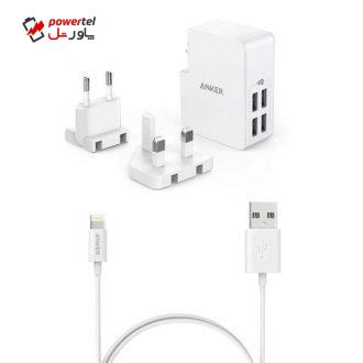 شارژر دیواری انکر مدل A2042 به همراه کابل لایتنینگ شارژر دیواری انکر مدل A2042 به همراه کابل لایتنینگ