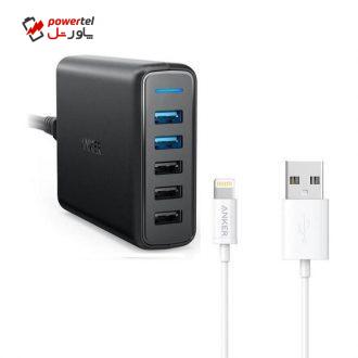 شارژر دیواری انکر مدل A2054111 به همراه کابل تبدیل لایتنینگ شارژر دیواری انکر مدل A2054111 به همراه کابل تبدیل لایتنینگ