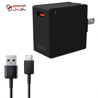 شارژر دیواری ای واک مدل L-QC به همراه کابل USB-C