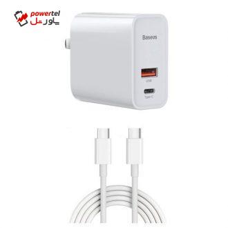 شارژر دیواری باسئوس مدل CCFS-A02 به همراه کابل تبدیل USB-C شارژر دیواری باسئوس مدل CCFS-A02 به همراه کابل تبدیل USB-C
