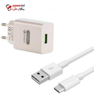 شارژر دیواری ترانیو مدل SE4 به همراه کابل تبدیل USB-C شارژر دیواری ترانیو مدل SE4 به همراه کابل تبدیل USB-C