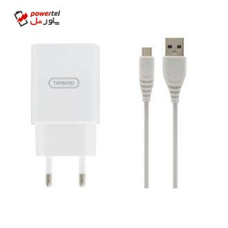 شارژر دیواری ترانیو مدل v80 به همراه کابل تبدیل microUSB