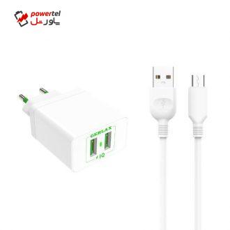 شارژر دیواری جرلکس مدل GA-02 به همراه کابل تبدیل microUSB