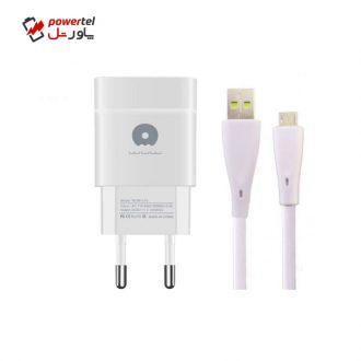 شارژر دیواری دبلیو یو دبلیو مدل T27 به همراه کابل تبدیل microUSB